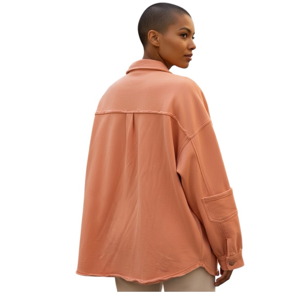 POL Orange Distressed Shacket Jacket Oversized Si… - image 3